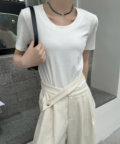 ラウンドネック ベーシック タイト 半袖 Tシャツ