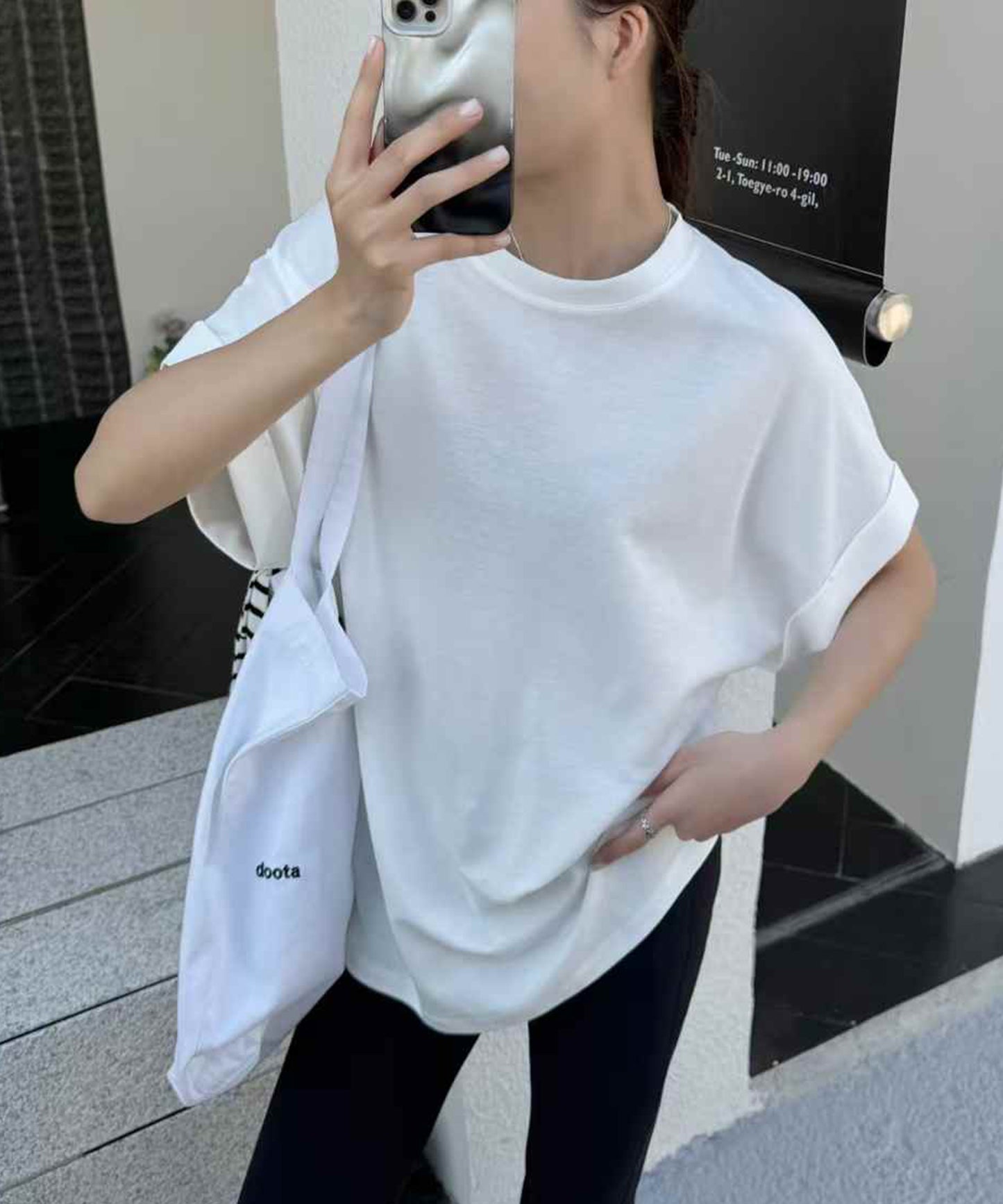 クルーネック ロールアップ オーバーサイズ 半袖 Tシャツ
