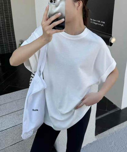 クルーネック ロールアップ オーバーサイズ 半袖 Tシャツ