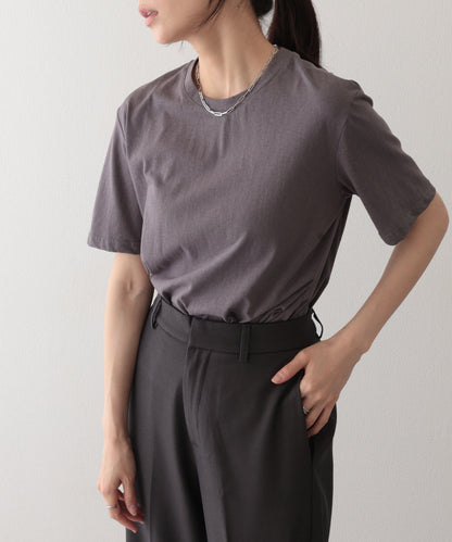 クルーネック ドロップショルダー ベーシック 半袖 Tシャツ