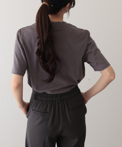 クルーネック ドロップショルダー ベーシック 半袖 Tシャツ