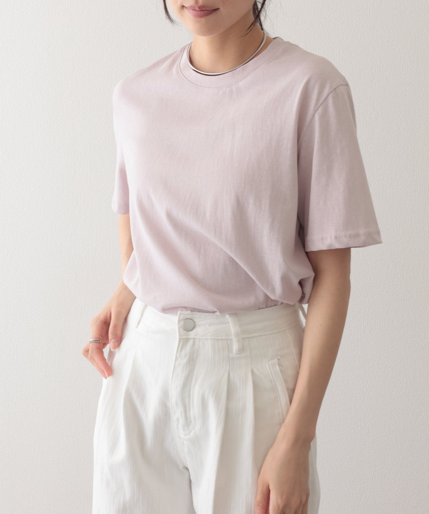 クルーネック ドロップショルダー ベーシック 半袖 Tシャツ