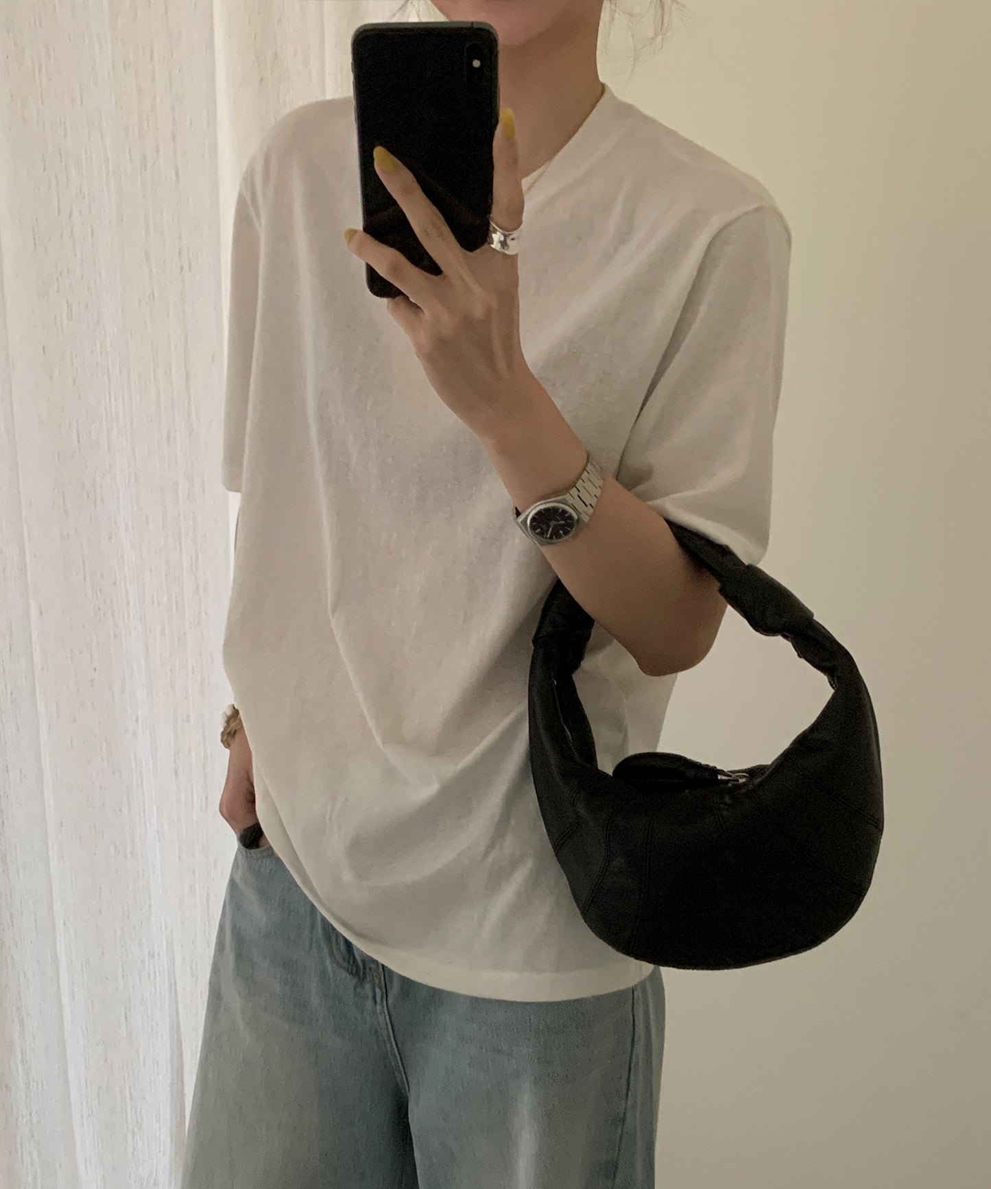 クルーネック ドロップショルダー ベーシック 半袖 Tシャツ
