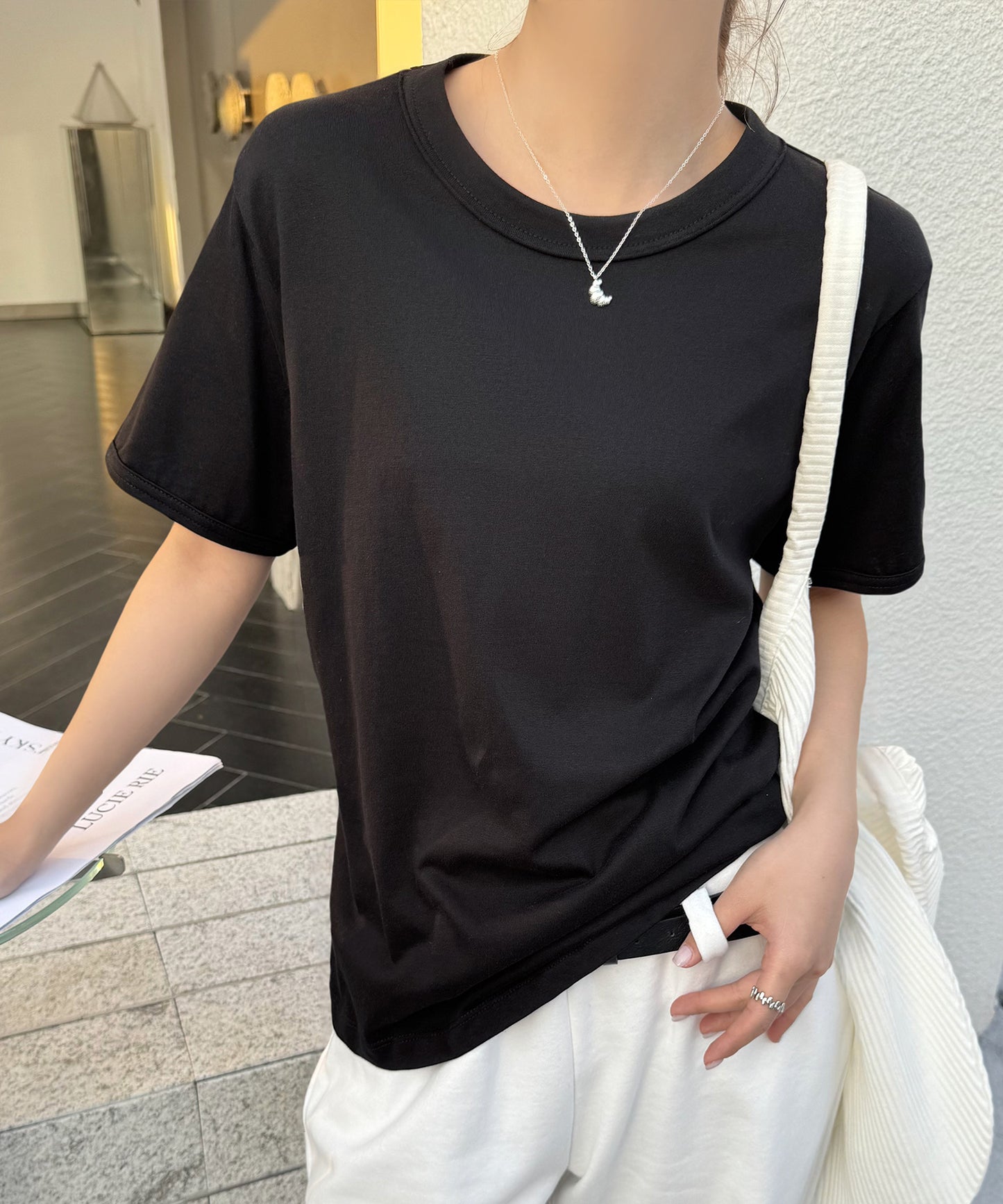 クルーネック ベーシック 半袖 コットン Tシャツ