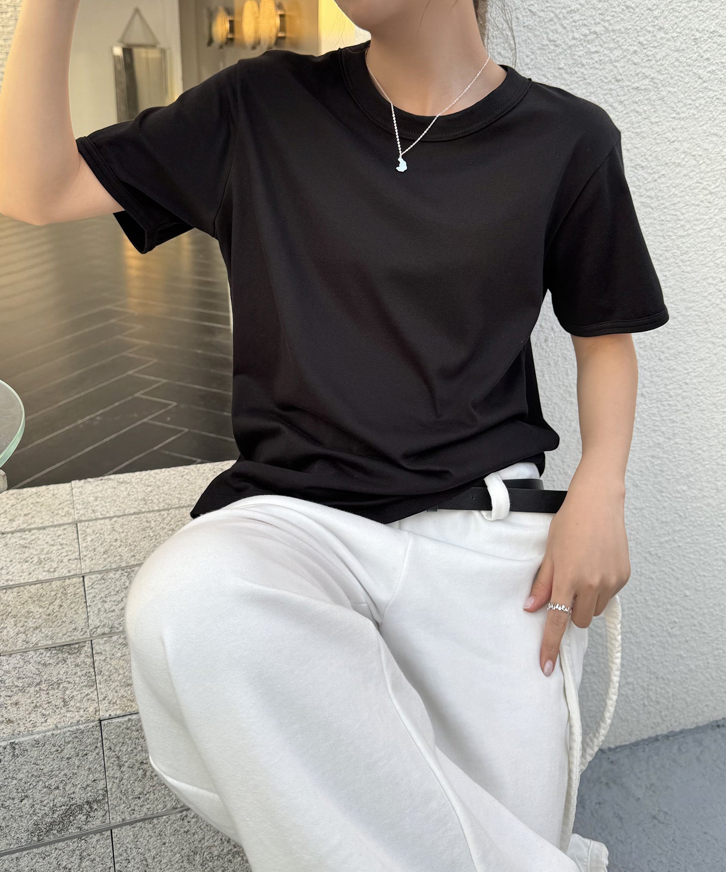 クルーネック ベーシック 半袖 コットン Tシャツ