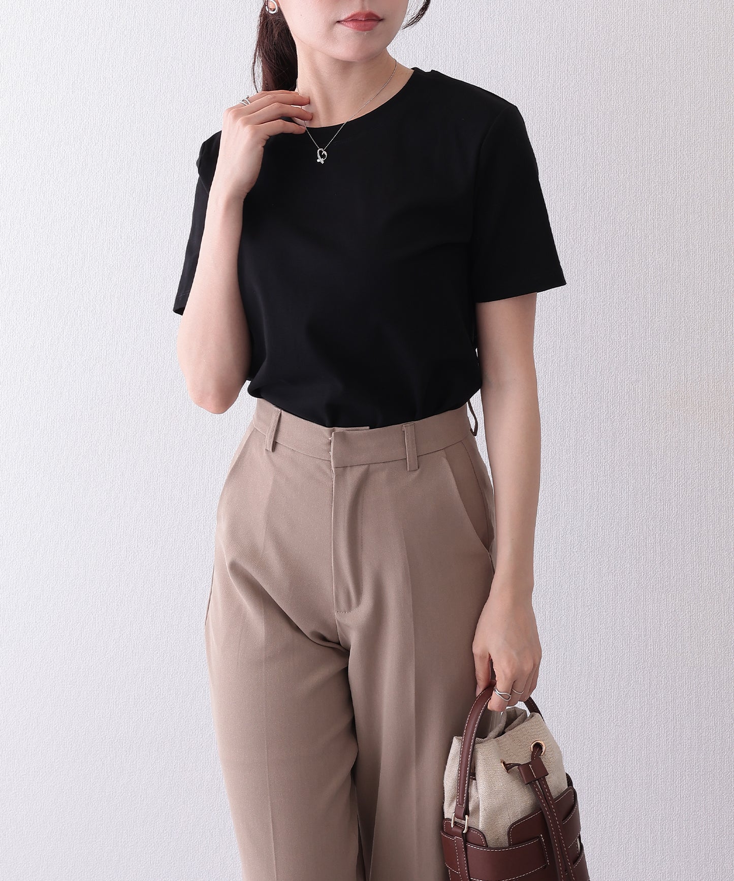 クルーネック ベーシック コットン 半袖 Tシャツ