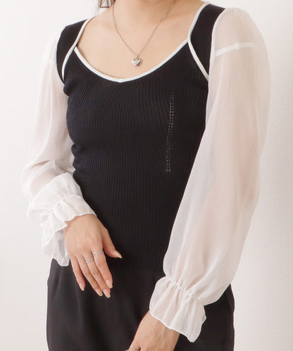 シフォンドッキングキャンディニットトップス