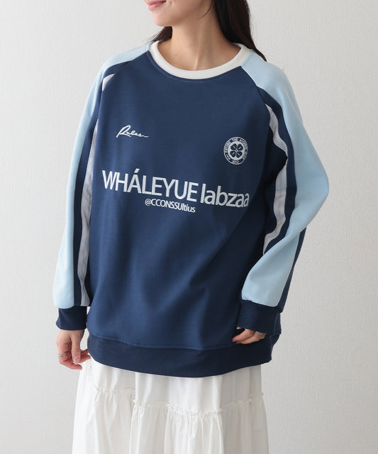 配色 ライン ラグラン スウェット プルオーバー