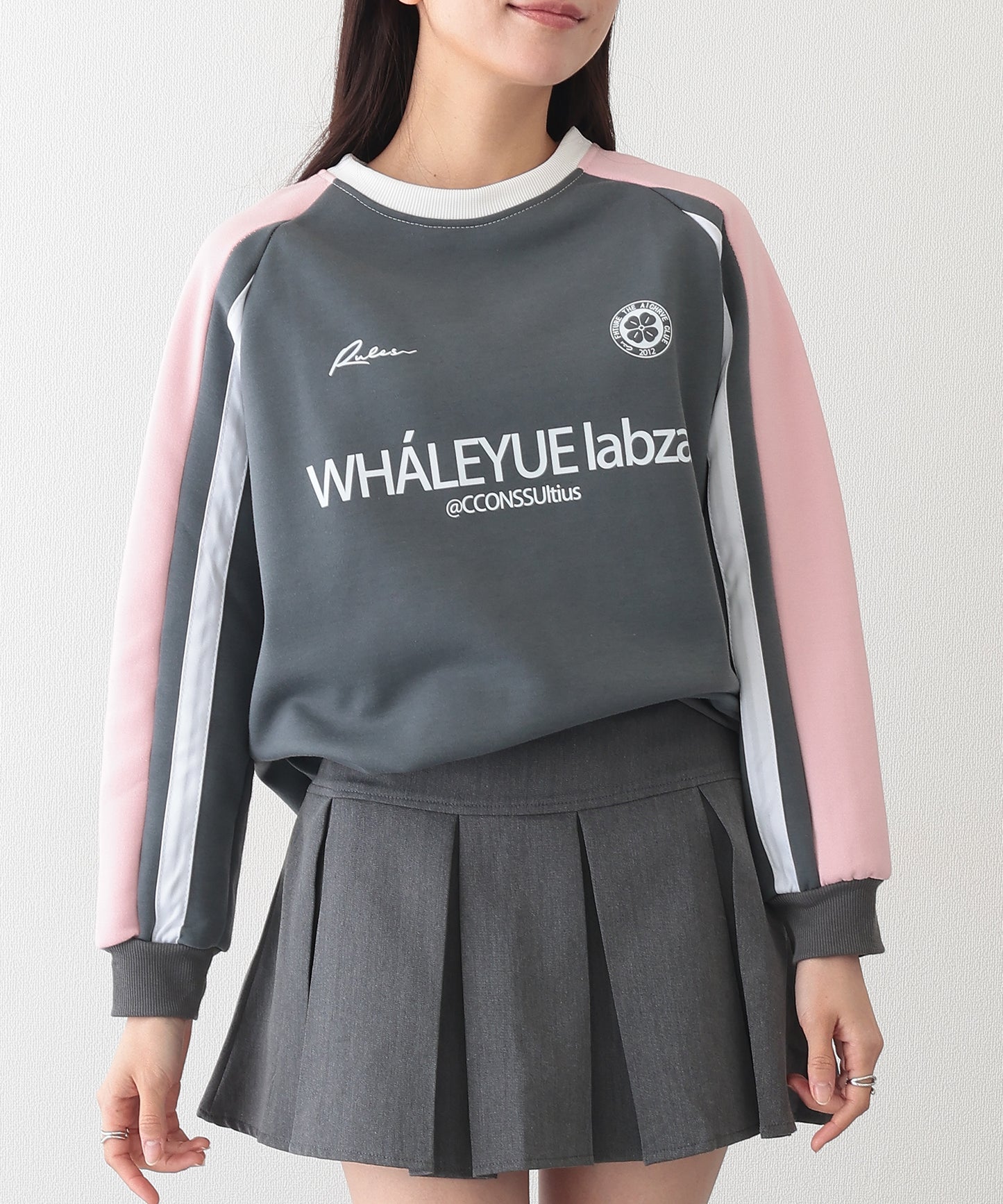 配色 ライン ラグラン スウェット プルオーバー