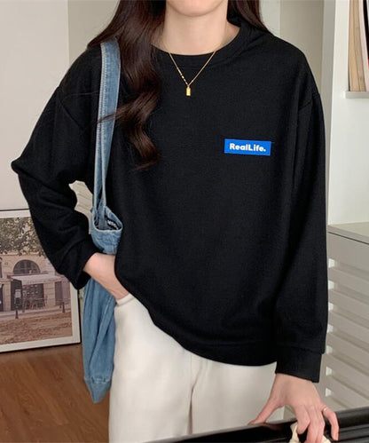 ワッフル素材 ワンポイント オーバーサイズ クルーネック プルオーバー