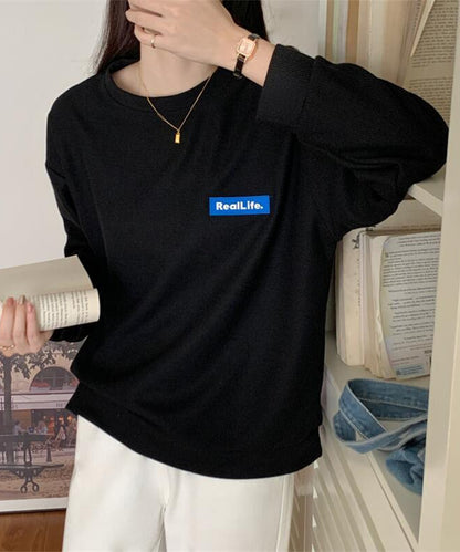 ワッフル素材 ワンポイント オーバーサイズ クルーネック プルオーバー