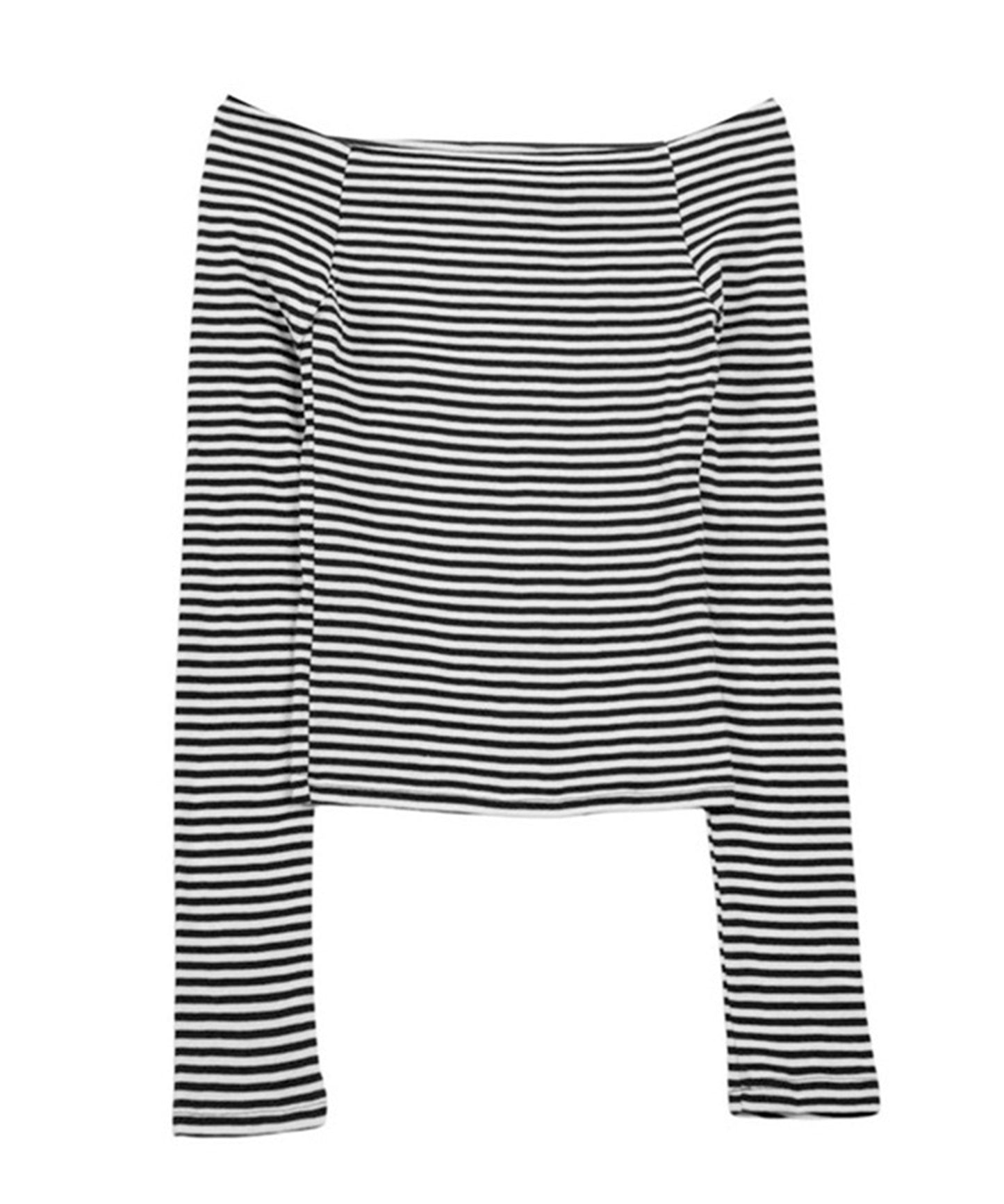 オフショルダー ラグラン ボーダー 長袖 カットソー