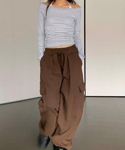 オフショルダー ラグラン ボーダー 長袖 カットソー