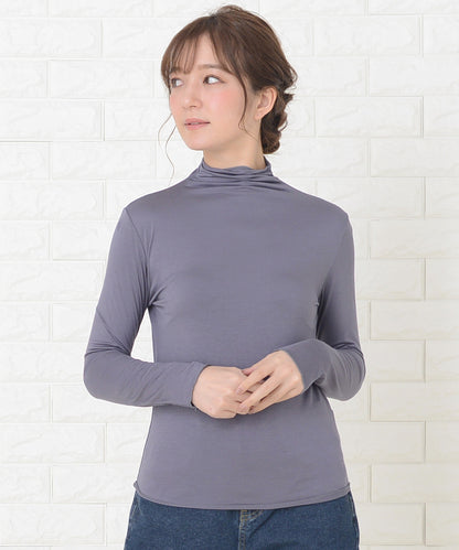 シンプル タートルネック長袖カットソー インナー トップス