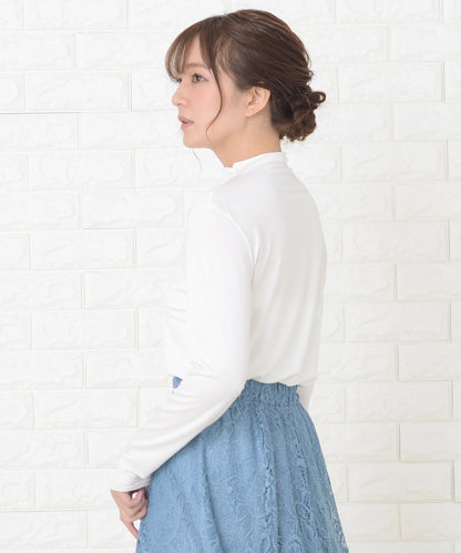 シンプル タートルネック長袖カットソー インナー トップス