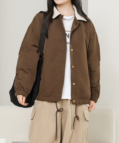 配色 ステンカラー ボタン オーバー ジャケット