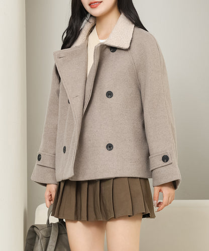 ボアカラー ダブルブレストショート 厚手 ジャケット