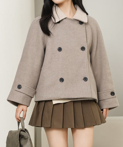 ボアカラー ダブルブレストショート 厚手 ジャケット