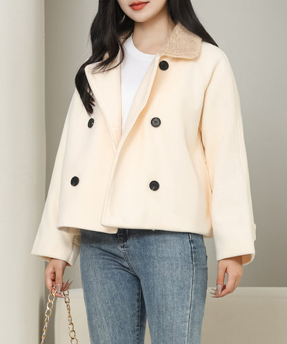 ボアカラー ダブルブレストショート 厚手 ジャケット