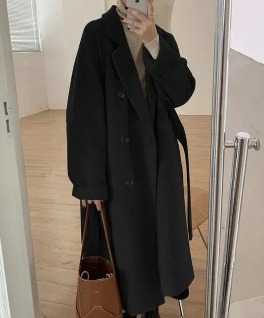 ウールライク テーラード ベルト付き ロング コート