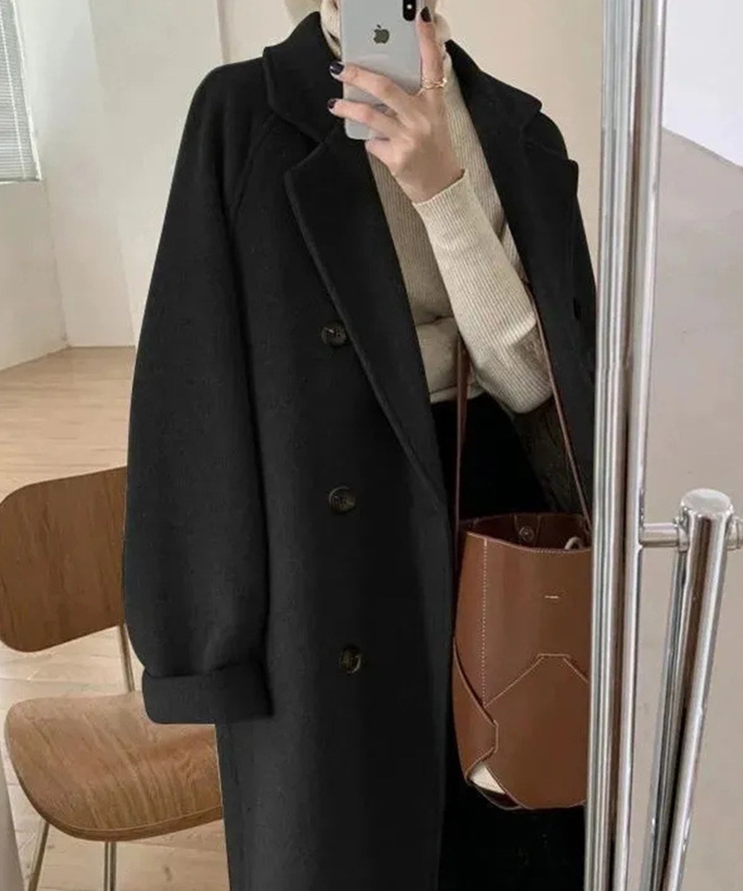 ウールライク テーラード ベルト付き ロング コート