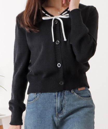 モヘアリボンコンパクトVネックニットカーディガン