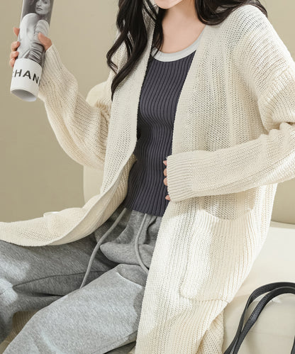 ソリッドカラー ボリューム袖 ロング ニット コート