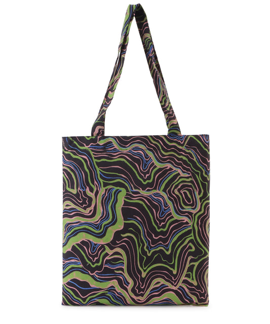 マーブル柄スクエアコットントートバッグ