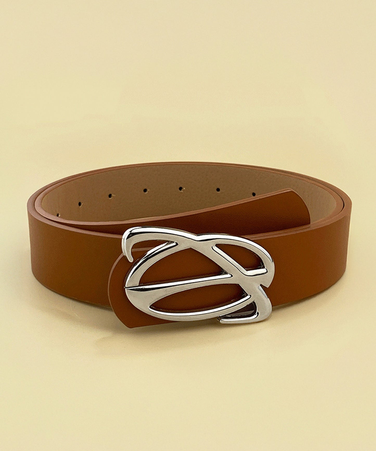 レザー調 デザイン シルバー バックル ベルト