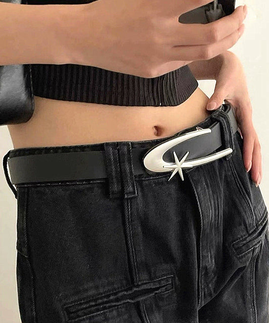 レザー調 星モチーフ シルバー バックル ベルト