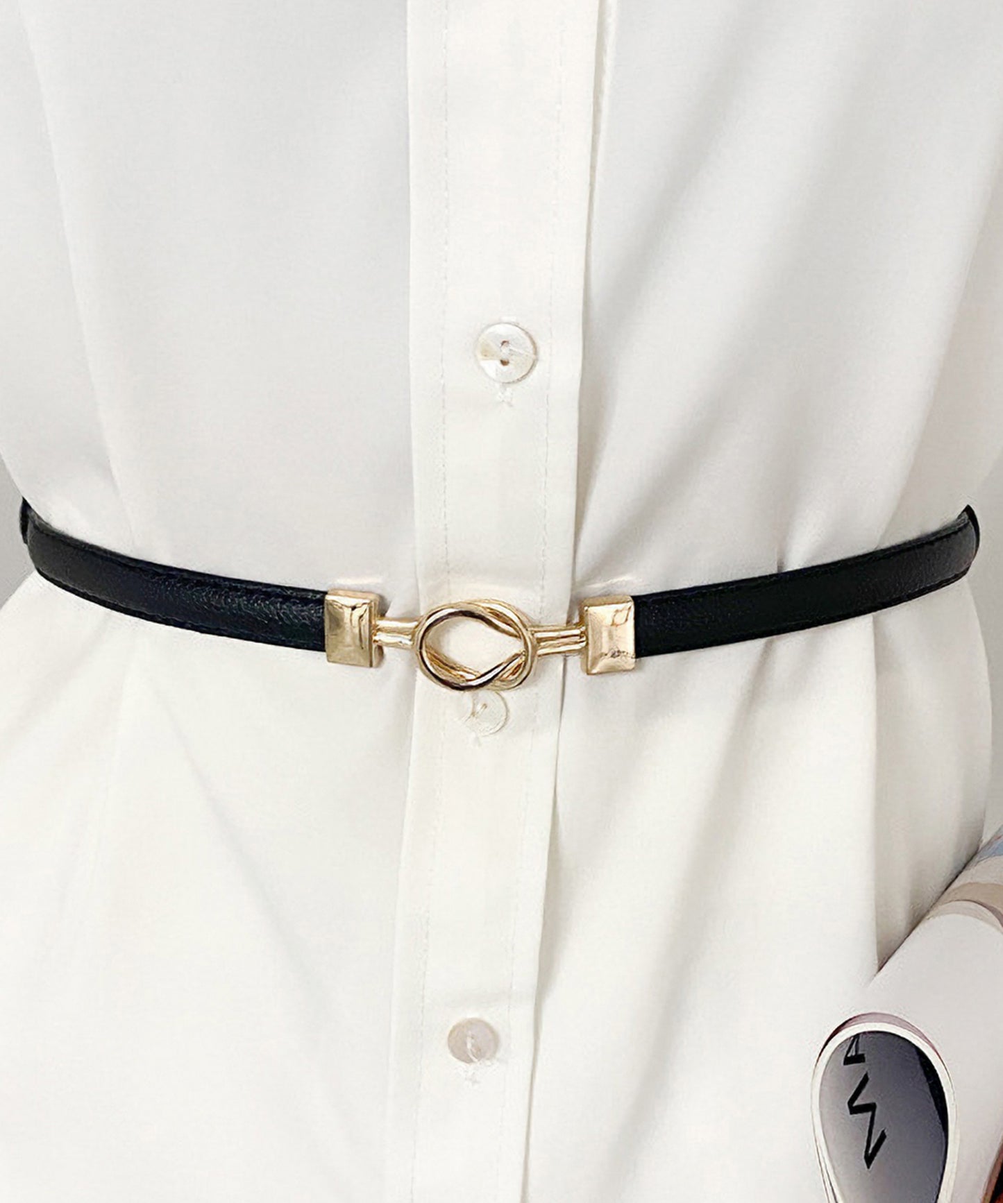 レザー調 ループ バックル スリム ベルト