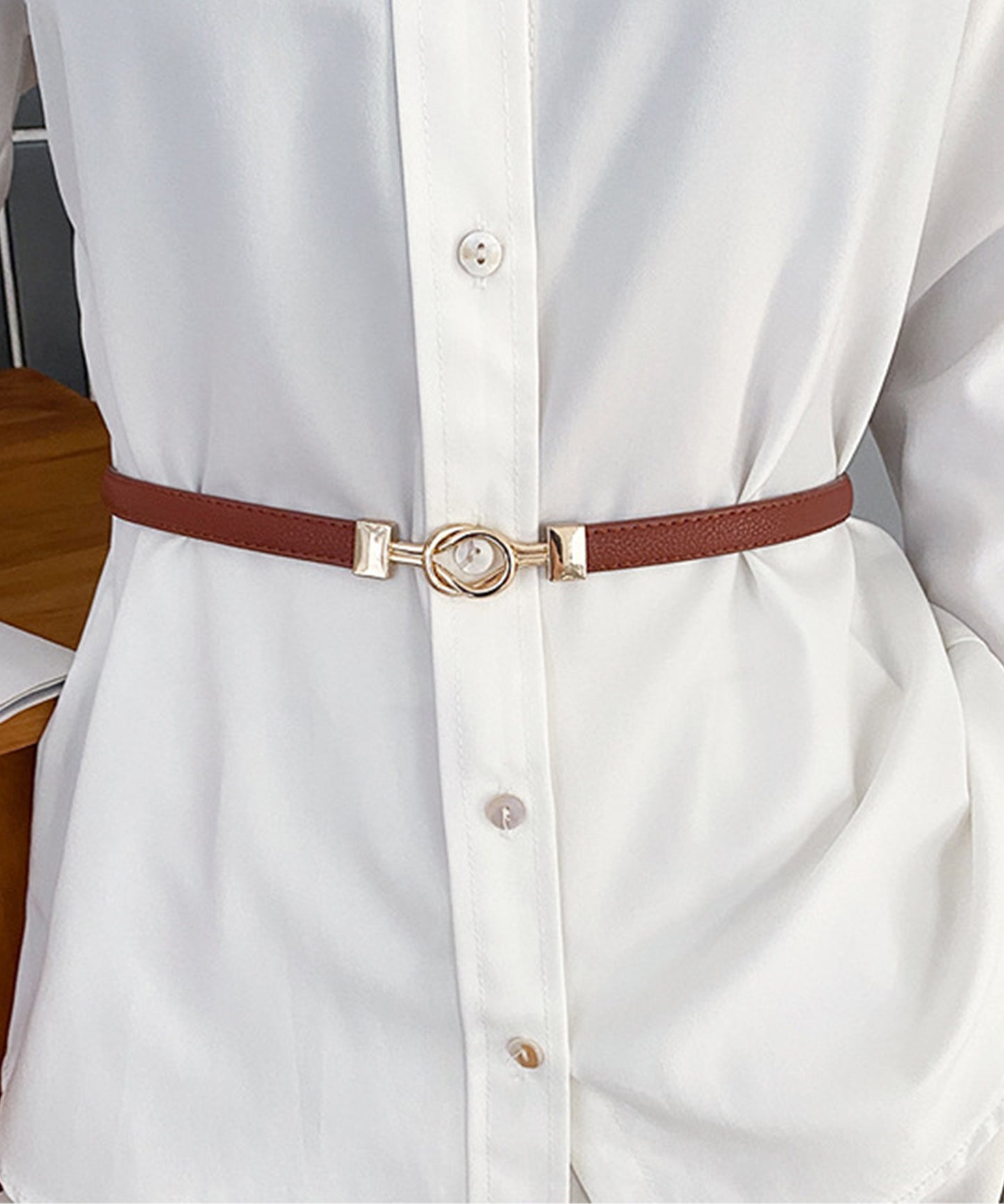 レザー調 ループ バックル スリム ベルト