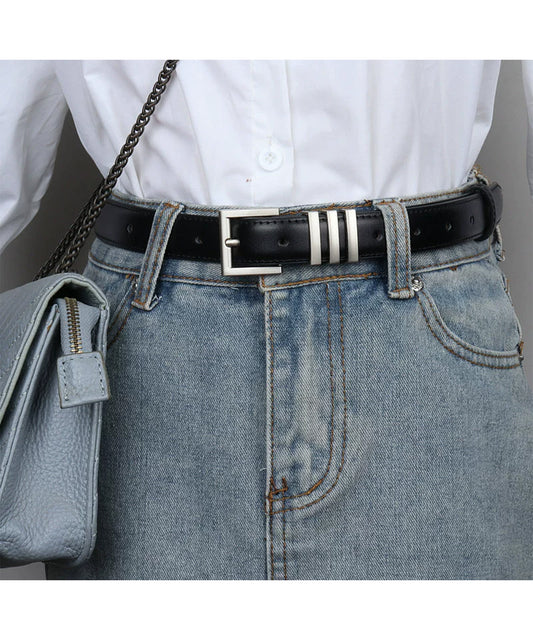 レザー調 スクエア バックル シンプル ベルト