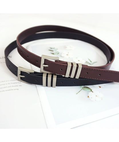 レザー調 スクエア バックル シンプル ベルト