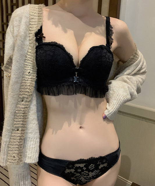 フロントホックレースブラ＆ショーツ ２点セット