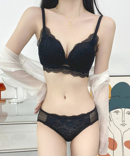 【2点セット】 フラワー 刺繍 フレンチ レース ノンワイヤー ブラ