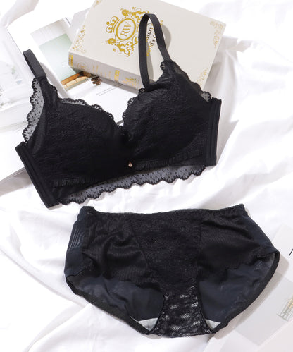 【2点セット】ビジュー付き ソリッドカラー ブラ&ショーツ