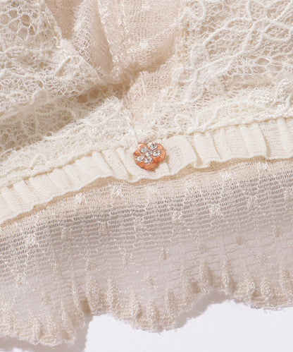 【2点セット】ビジュー付き ソリッドカラー ブラ&ショーツ