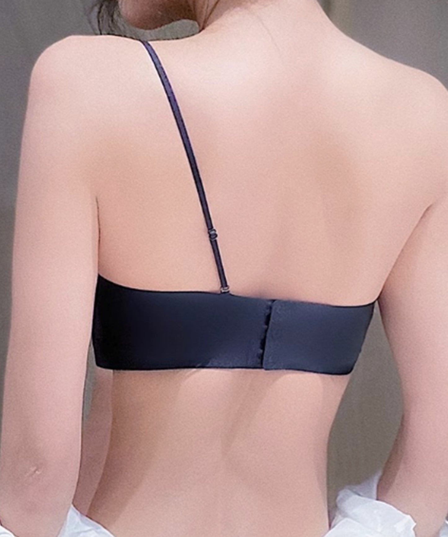 【2点セット】ウエーブライン チュール ワンショルダー ブラ&ショーツ