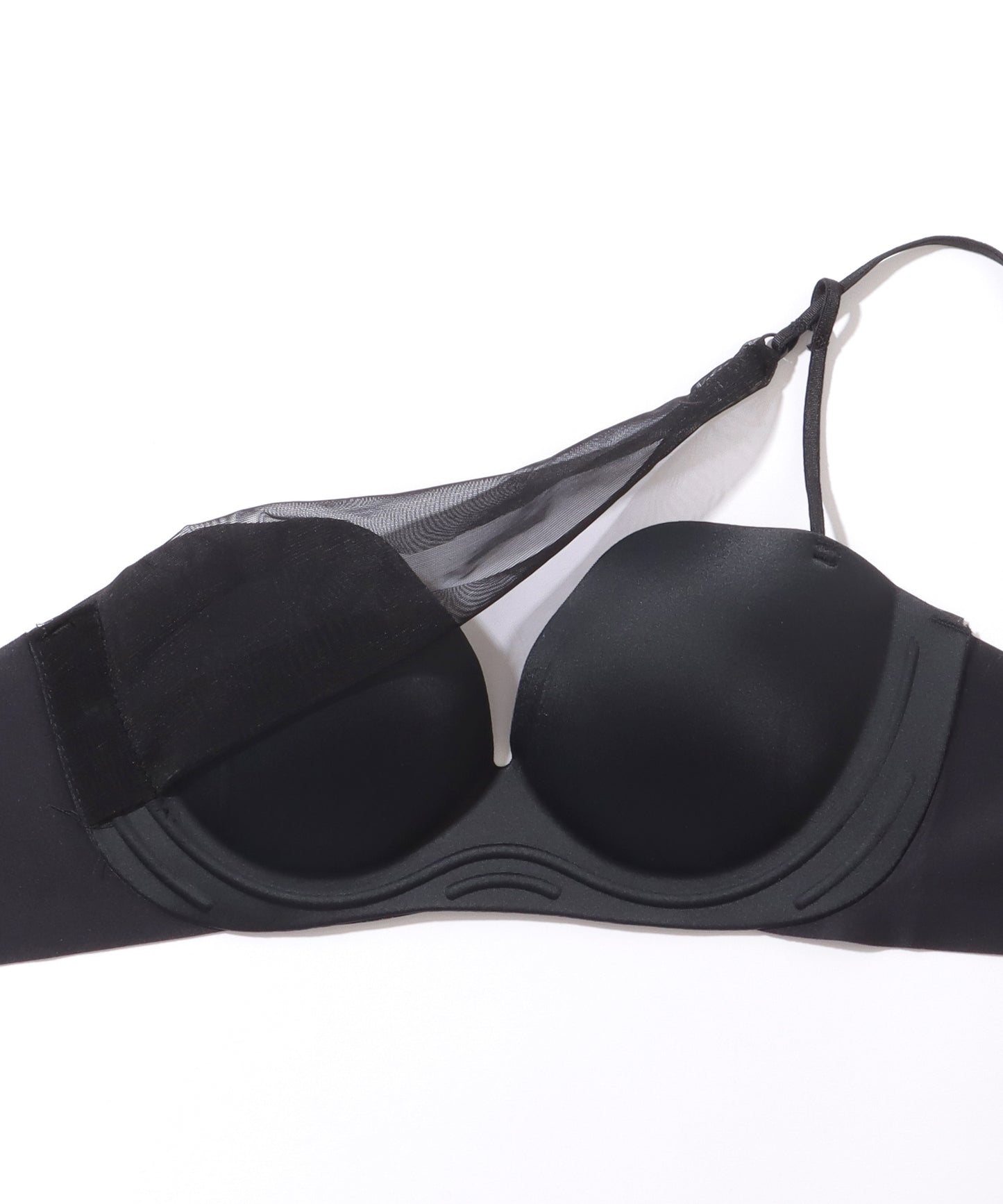 【2点セット】ウエーブライン チュール ワンショルダー ブラ&ショーツ