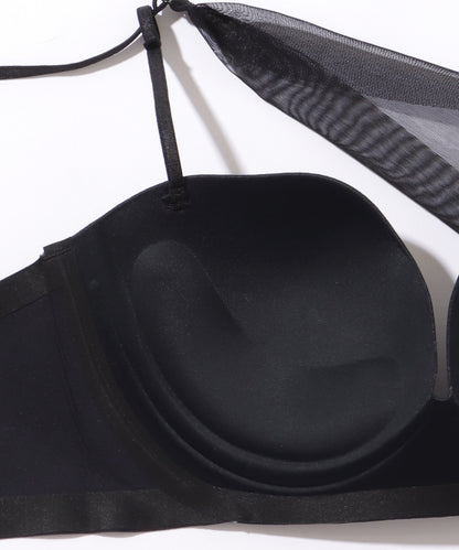 【2点セット】ウエーブライン チュール ワンショルダー ブラ&ショーツ