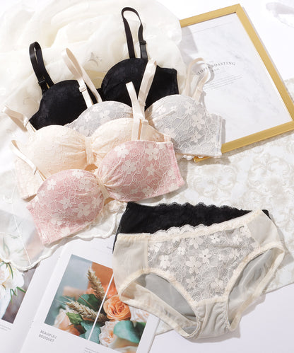 【2点セット】フラワー レース 1/2 ブラ&ショーツ