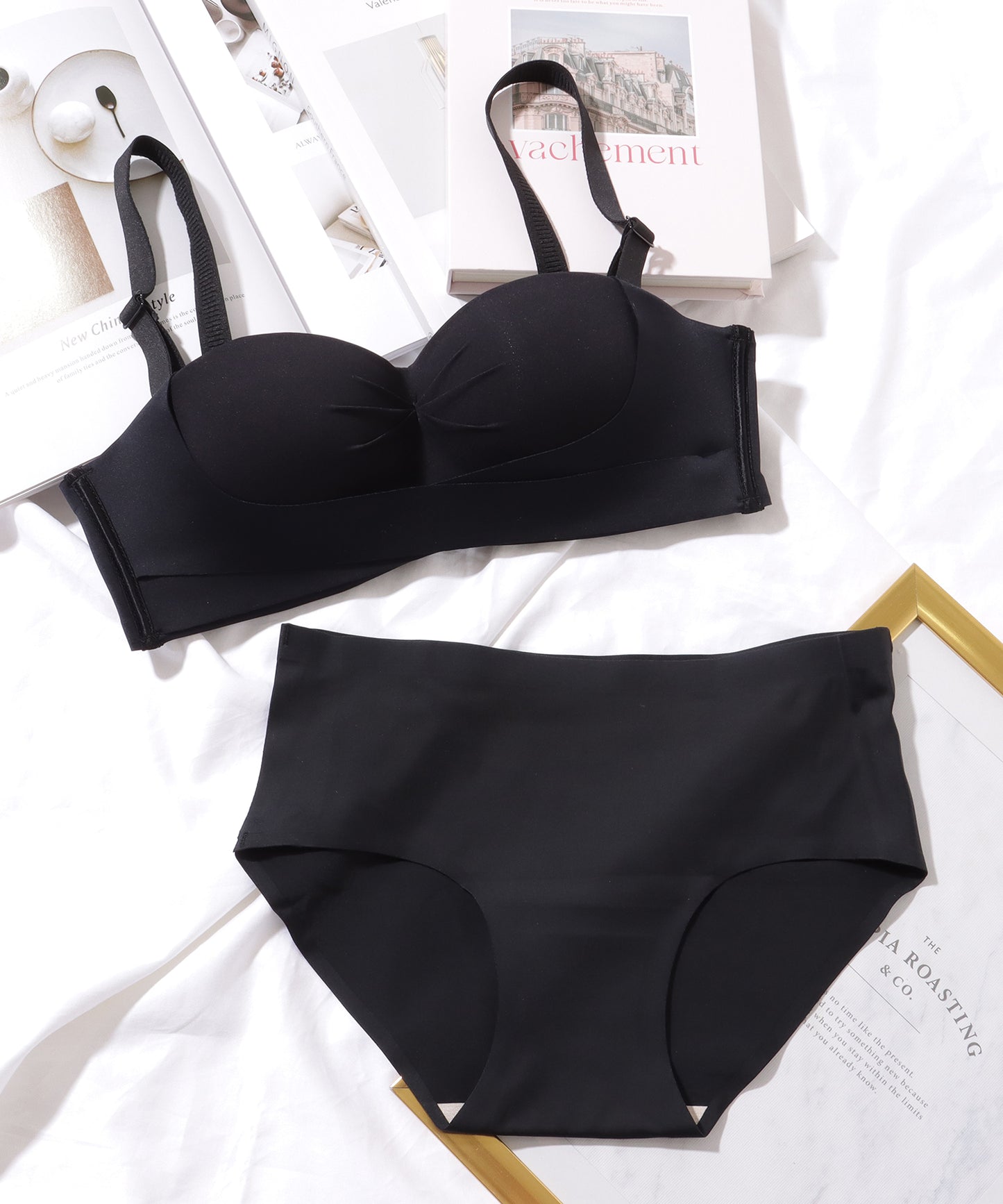 【2点セット】ソリッドカラー 2WAY 1/2 ブラ&ショーツ