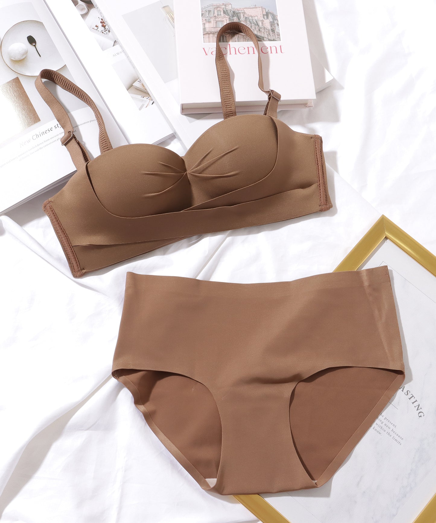 【2点セット】ソリッドカラー 2WAY 1/2 ブラ&ショーツ