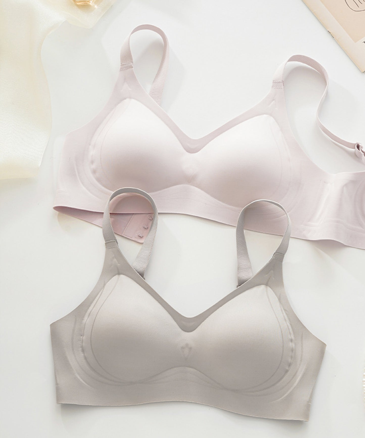 ソリッドカラー ノンワイヤー スムース 脇高 ブラ