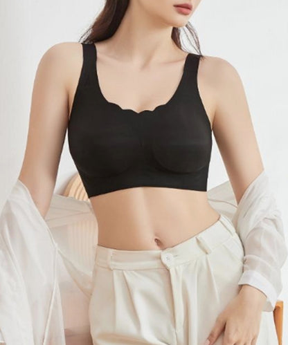 ソリッドカラー スカラップ ノンワイヤー 脇高 ブラジャー