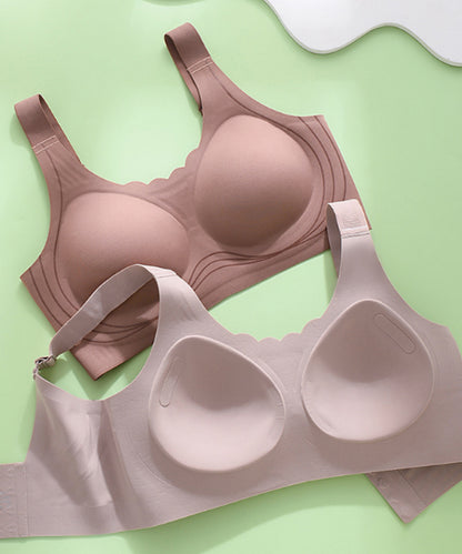 ソリッドカラー スカラップ ノンワイヤー 脇高 ブラジャー