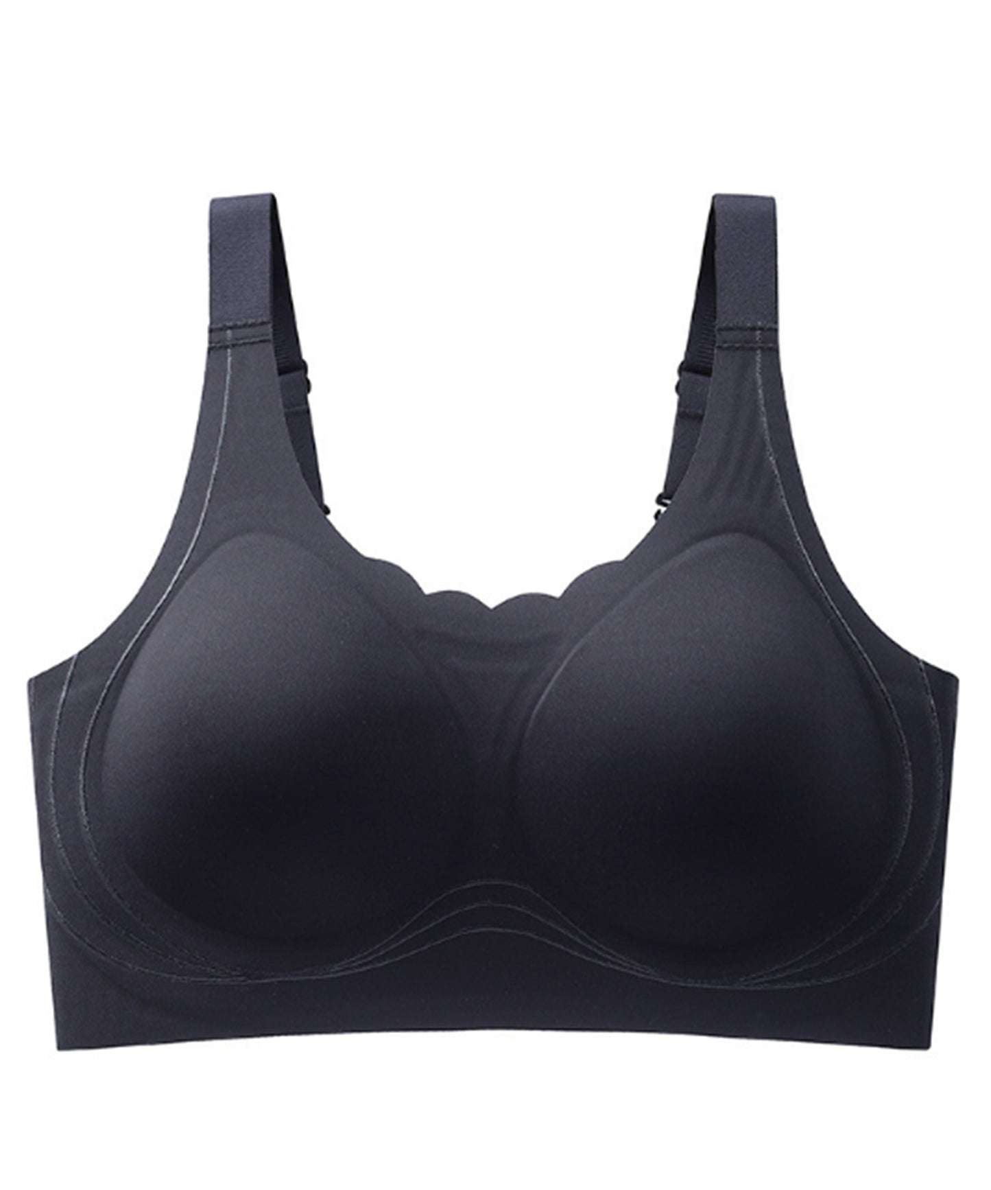 ソリッドカラー スカラップ ノンワイヤー 脇高 ブラジャー