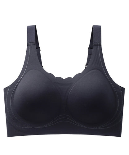 ソリッドカラー スカラップ ノンワイヤー 脇高 ブラジャー