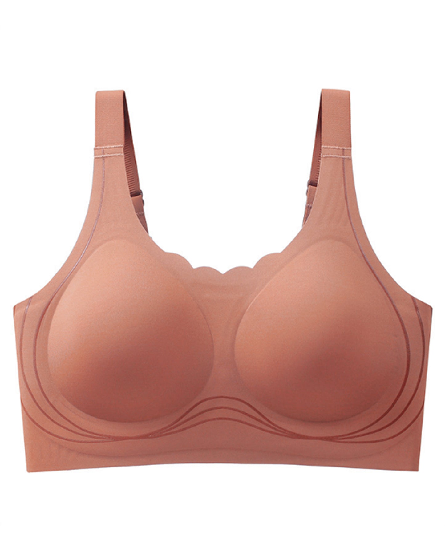 ソリッドカラー スカラップ ノンワイヤー 脇高 ブラジャー